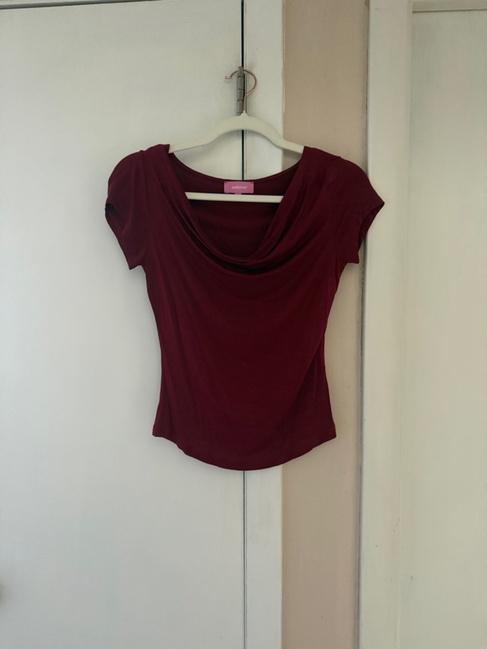 Mossimo Supply Co. Short Sleeve Cowl Neck Top - Burgundy